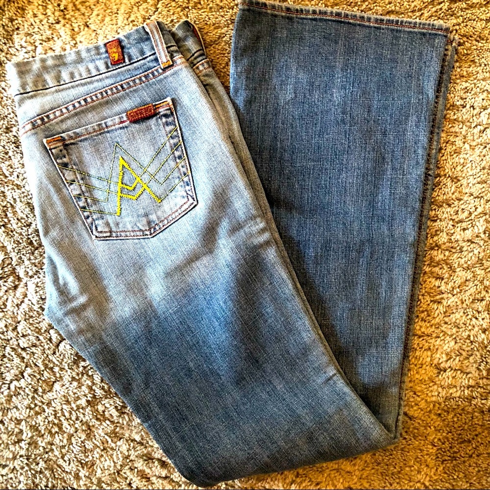 Vintage Y2K 7 For All Mankind A pocket flare neon jeans